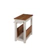 Alaterre Furniture Savannah Chairside Magazine End Table with Pull-out Shelf, Ivory with Natural Wood Top ASVA25IVW